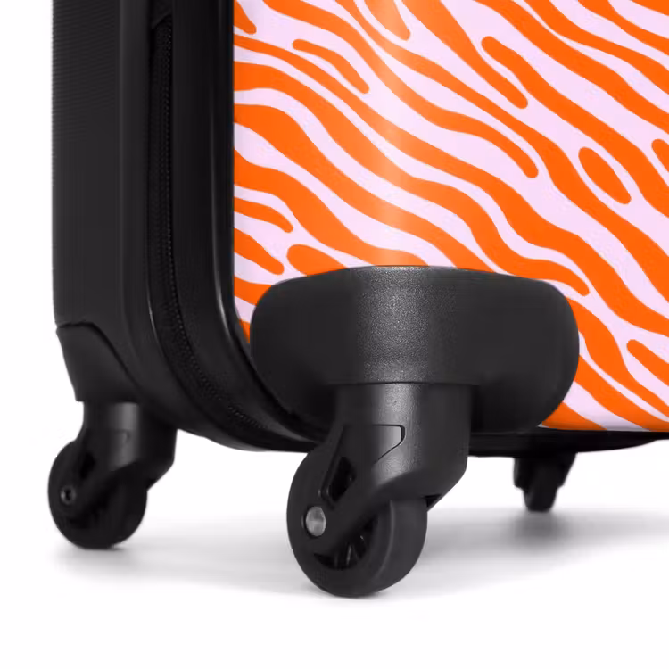 Strepen - Dynamisch - Oranje NBS - Handbagage koffer - Volwassenen Unisex middel -wiel