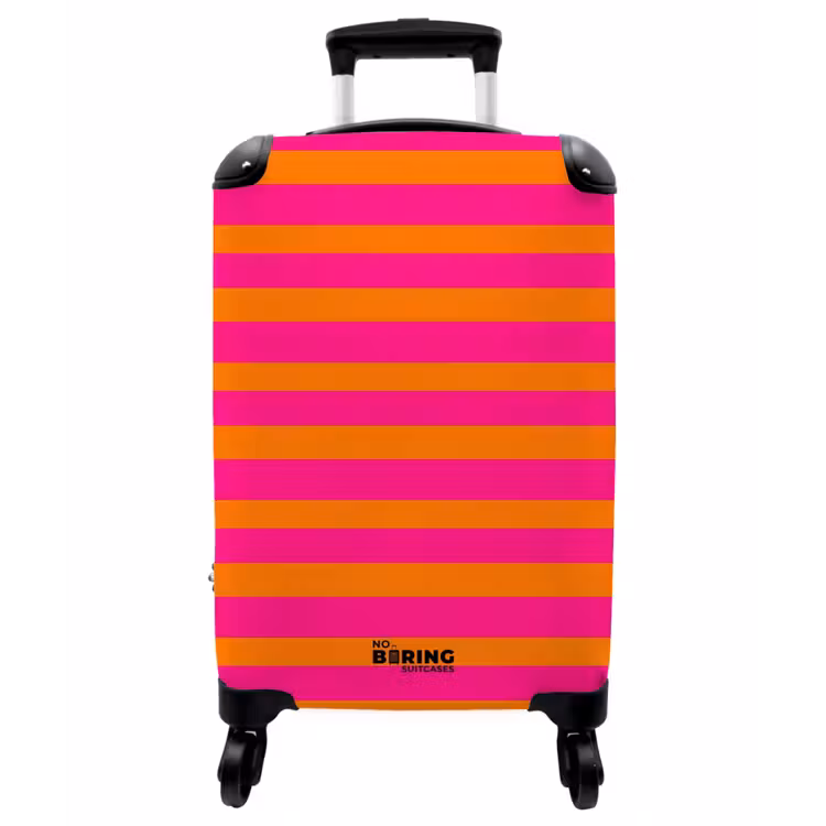 Koffer - Streifen – horizontal – rosa - Strepen - Horizontaal - Roze NBS - Handbagage koffer - Vrouwen middel