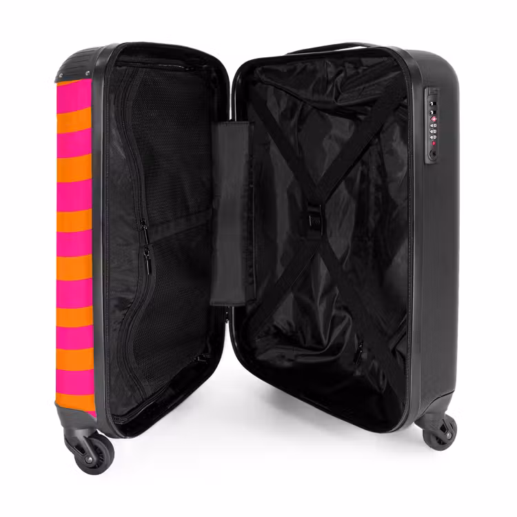 Koffer - Streifen – horizontal – rosa - Strepen - Horizontaal - Roze NBS - Handbagage koffer - Vrouwen middel