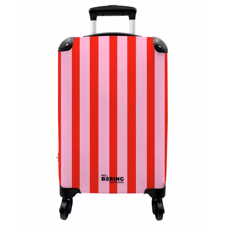 Koffer - Streifen – Klassisch – Rosa - Strepen - Klassiek - Roze NBS - Handbagage koffer - Vrouwen middel