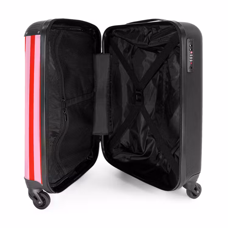 Koffer - Streifen – Klassisch – Rosa - Strepen - Klassiek - Roze NBS - Handbagage koffer - Vrouwen middel