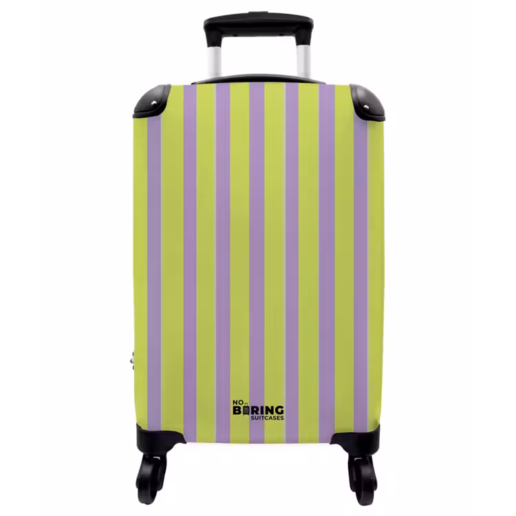 Koffer - Streifen – Muster – Grün - Strepen - Patroon - Groen NBS - Handbagage koffer - Vrouwen middel