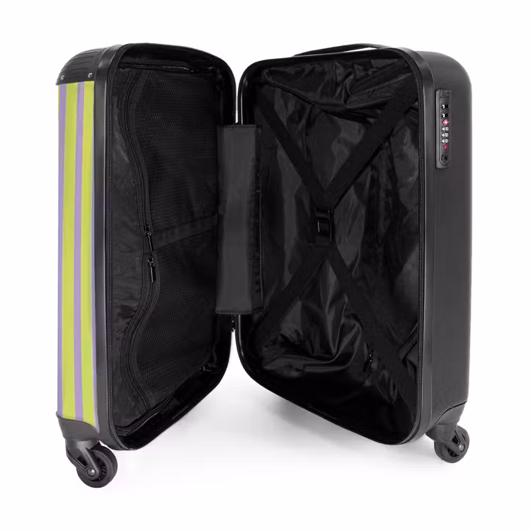 Koffer - Streifen – Muster – Grün - Strepen - Patroon - Groen NBS - Handbagage koffer - Vrouwen middel