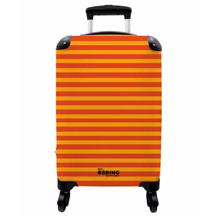 Koffer - Streifen – Muster – Orange - Strepen - Patroon - Oranje NBS - Handbagage koffer - Vrouwen middel
