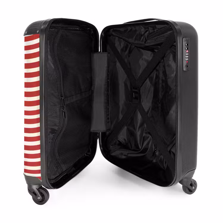 Koffer - Streifen – Muster – Rot - Strepen - Patroon - Rood NBS - Handbagage koffer - Vrouwen middel
