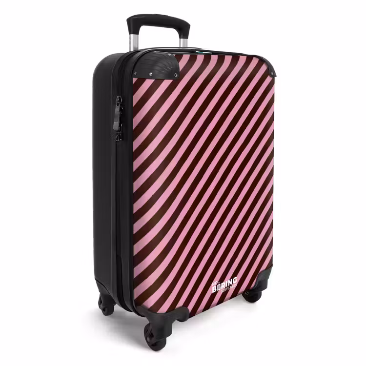 Koffer - Streifen – Rosa – Braun - Strepen - Roze - Bruin NBS - Handbagage koffer - Vrouwen middel