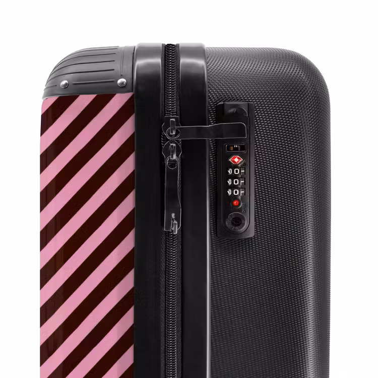 Koffer - Streifen – Rosa – Braun - Strepen - Roze - Bruin NBS - Handbagage koffer - Vrouwen middel