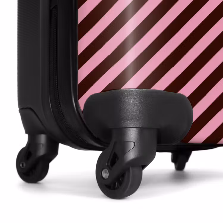 Koffer - Streifen – Rosa – Braun - Strepen - Roze - Bruin NBS - Handbagage koffer - Vrouwen middel