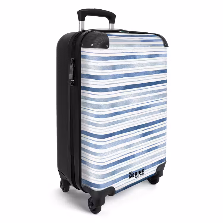 Strepen patroon blauw NBS - Handbagage koffer - Volwassenen Unisex middel -productfoto_3d