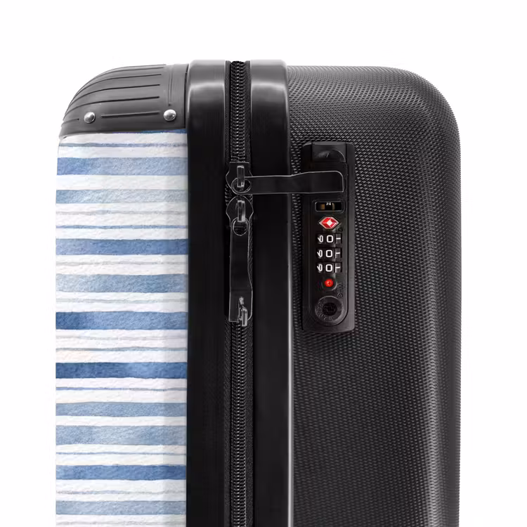 Strepen patroon blauw NBS - Handbagage koffer - Volwassenen Unisex middel -slot