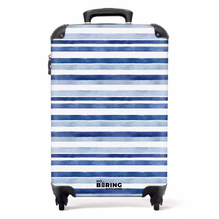 Strepen patroon blauw NBS - Handbagage koffer - Kinderen Unisex middel -productfoto_recht