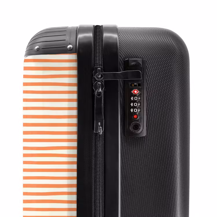 Streep patroon oranje NBS - Handbagage koffer - Kinderen Unisex middel -slot