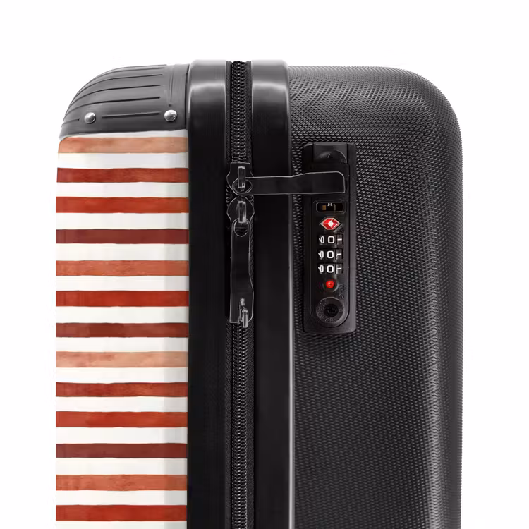 Strepen patroon rood NBS - Handbagage koffer - Volwassenen Unisex middel -slot