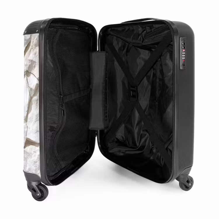 Structuur - Rots - Wit NBS - Handbagage koffer - Volwassenen Unisex middel -binnenkant