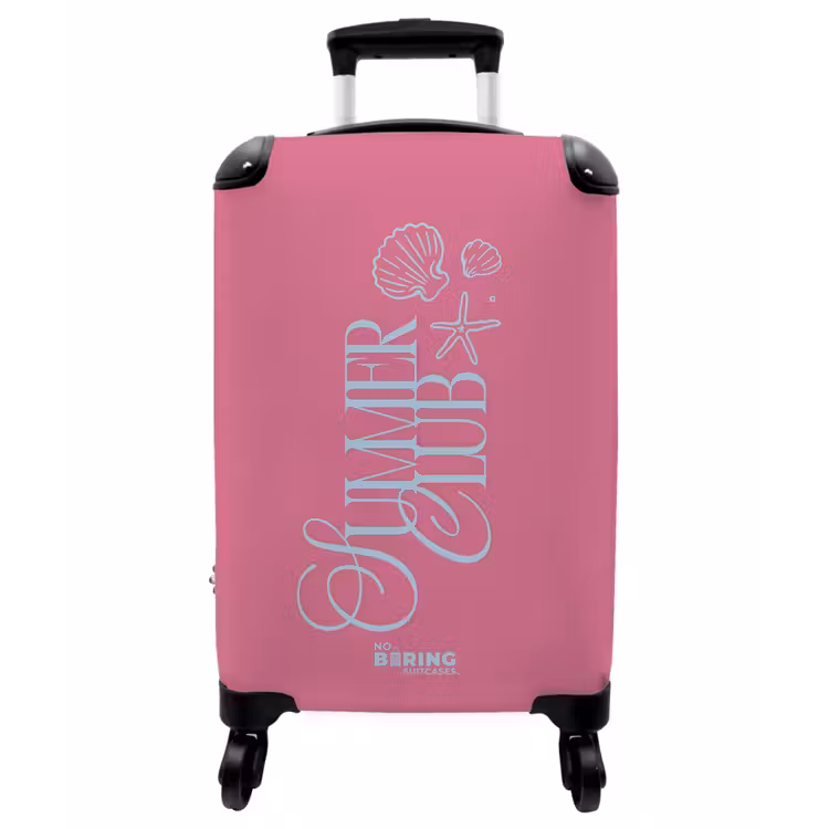 Koffer - Summer Club – Muscheln – Rosa – Blau - Summer club - Schelpjes - Roze - Blauw NBS - Handbagage koffer - Vrouwen middel
