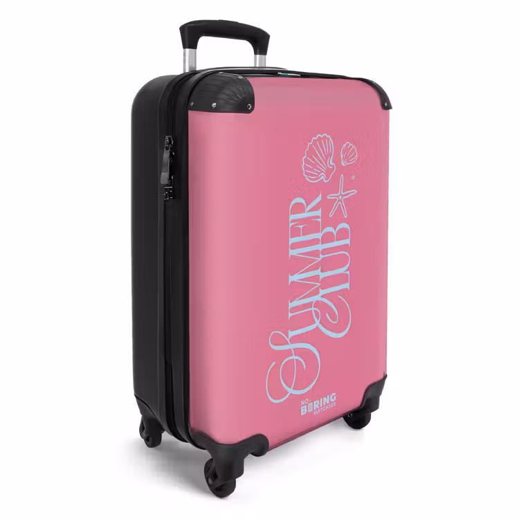 Koffer - Summer Club – Muscheln – Rosa – Blau - Summer club - Schelpjes - Roze - Blauw NBS - Handbagage koffer - Vrouwen middel