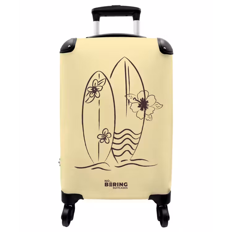 Koffer - Surfbrett – Blumen – Gelb - Surfboard - Bloemen - Geel NBS - Handbagage koffer - Vrouwen middel