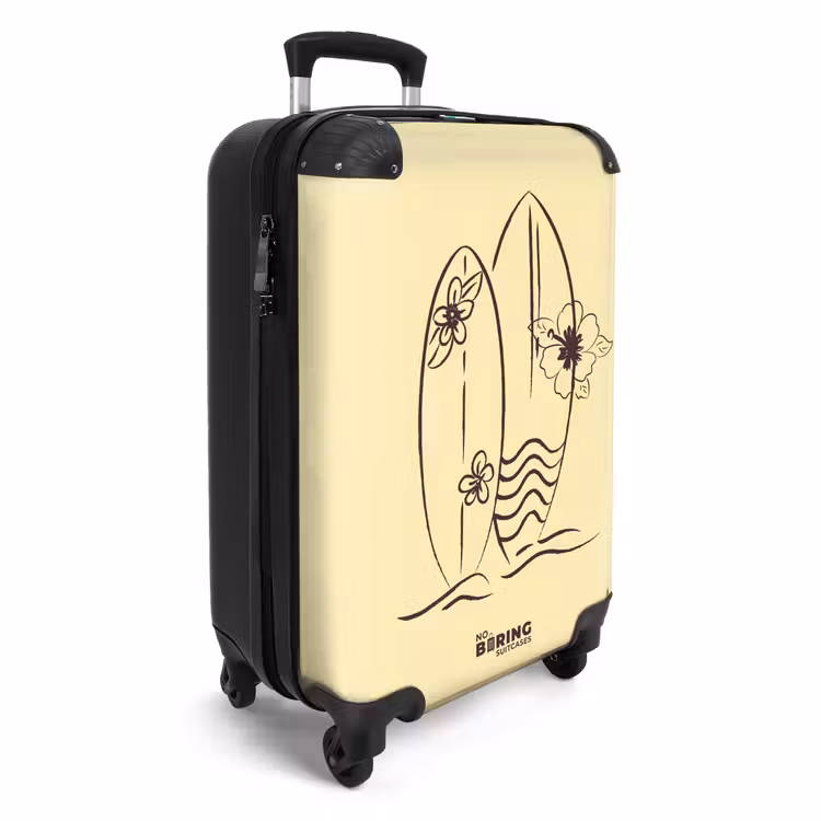 Koffer - Surfbrett – Blumen – Gelb - Surfboard - Bloemen - Geel NBS - Handbagage koffer - Vrouwen middel