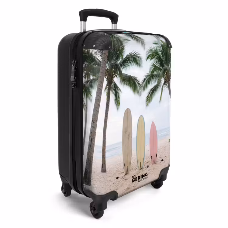 Surfboard - Palmbomen - Kleurrijk NBS - Handbagage koffer - Volwassenen Unisex middel -productfoto_3d
