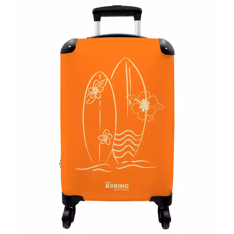 Koffer - Surfbretter – Orange – Blumen - Surfboards - Oranje - Bloemen NBS - Handbagage koffer - Vrouwen middel