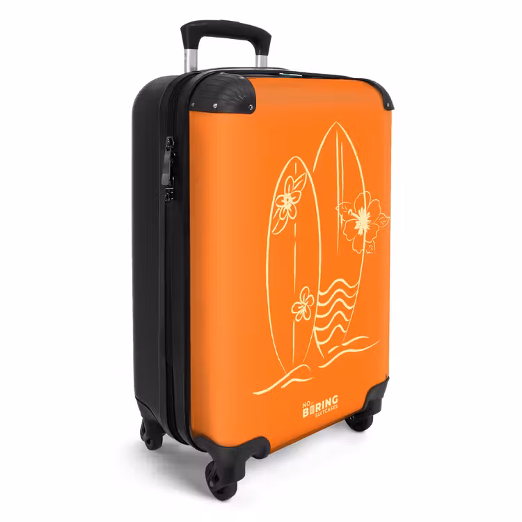 Koffer - Surfbretter – Orange – Blumen - Surfboards - Oranje - Bloemen NBS - Handbagage koffer - Vrouwen middel