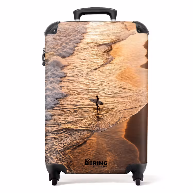 Koffer - Surfer – Strand – Sonnenuntergang – Ozean – Gold - Surfer - Strand - Zonsondergang - Oceaan - Goud NBS - Handbagage koffer - Volwassenen Unisex middel