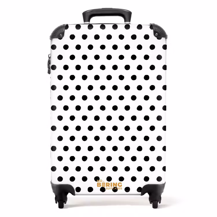 Symmetrisch geplaatste zwarte stippen over een witte achtergrond NBS - Handbagage koffer - Volwassenen Unisex middel -productfoto_recht