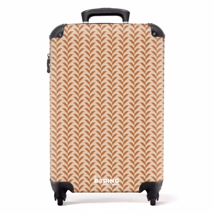 Symmetrisch bladmotief in warme tinten NBS - Handbagage koffer - Kinderen Unisex middel -productfoto_recht