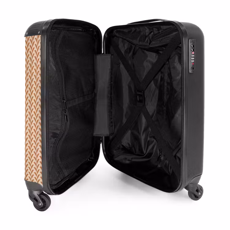 Symmetrisch bladmotief in warme tinten NBS - Handbagage koffer - Kinderen Unisex middel -binnenkant