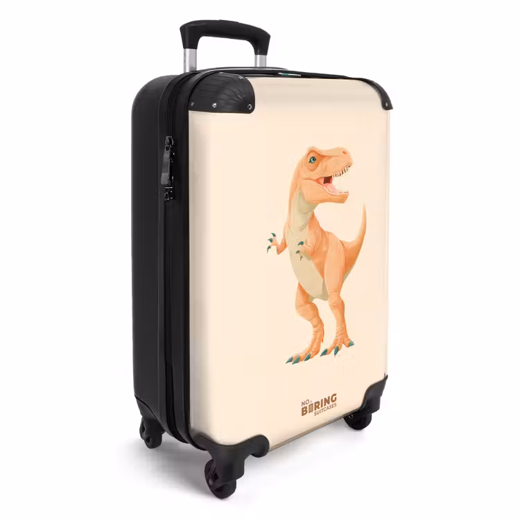 T-rex dino in oranje kleuren NBS - Handbagage koffer - Volwassenen Unisex middel -productfoto_3d