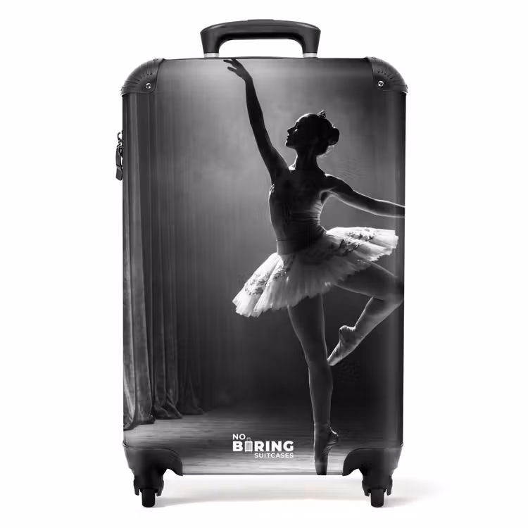 Koffer - Tänzerin – Bühne – Schwarz-Weiß – Kunst – Klassik - Danser - Podium - Zwart-wit - Kunst - Klassiek NBS - Handbagage koffer - Volwassenen Unisex middel