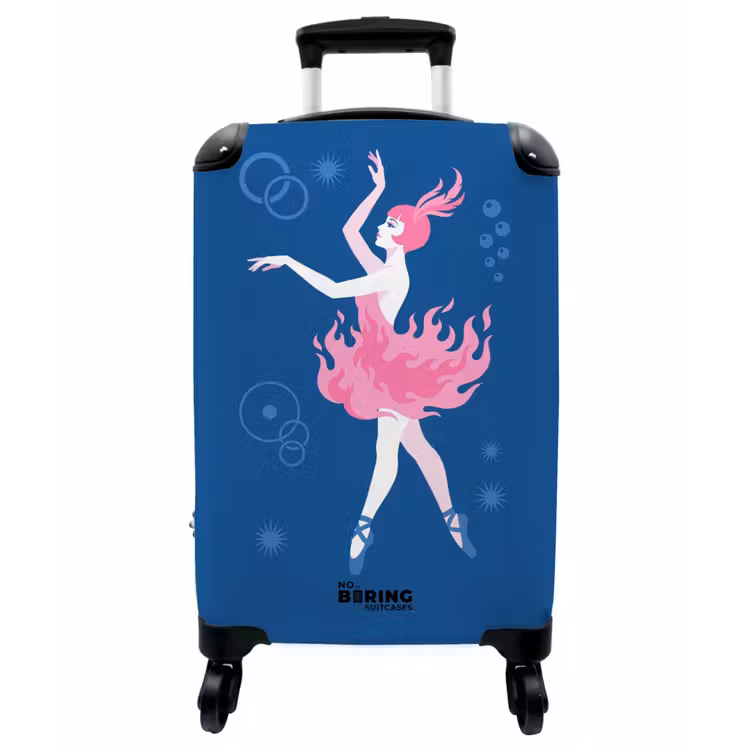 Koffer - Tänzerin – Flammenrock – Abstrakt – Rosa – Blau - Danseres - Vlammenrok - Abstract - Roze - Blauw NBS - Handbagage koffer - Vrouwen middel