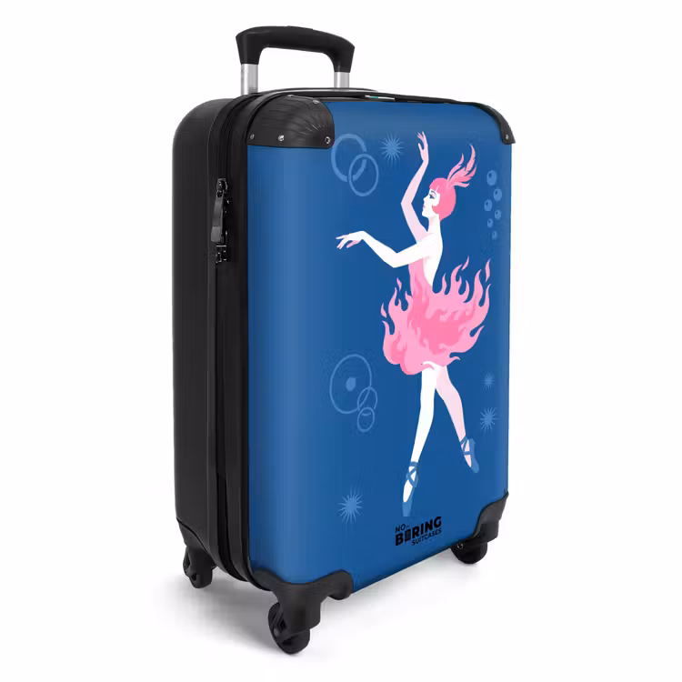 Koffer - Tänzerin – Flammenrock – Abstrakt – Rosa – Blau - Danseres - Vlammenrok - Abstract - Roze - Blauw NBS - Handbagage koffer - Vrouwen middel
