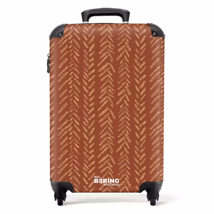 Koffer - Terrakotta – Fischgrätmuster – Handgefertigt – Muster - Terracotta - Visgraat - Ambachtelijk - Patroon NBS - Handbagage koffer - Volwassenen Unisex middel