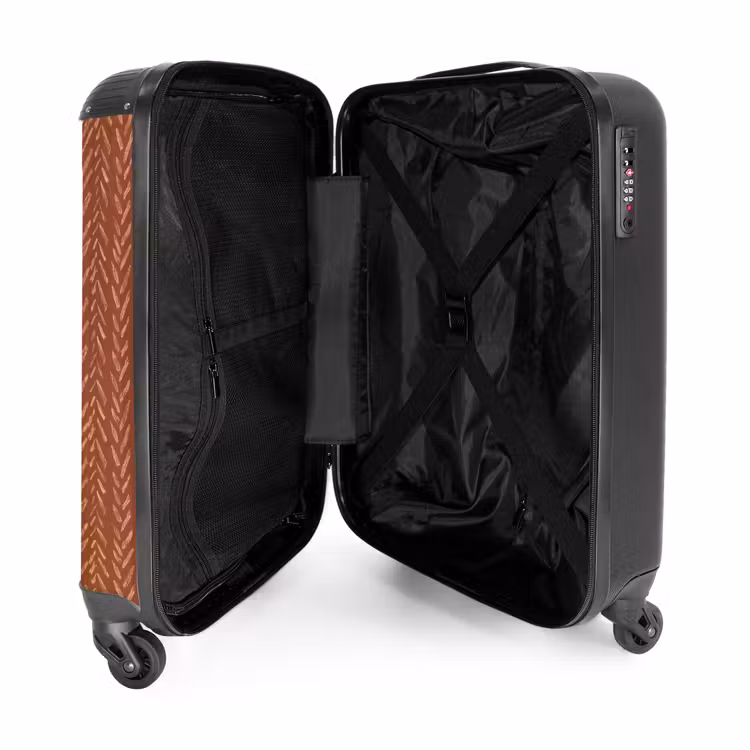 Koffer - Terrakotta – Fischgrätmuster – Handgefertigt – Muster - Terracotta - Visgraat - Ambachtelijk - Patroon NBS - Handbagage koffer - Volwassenen Unisex middel