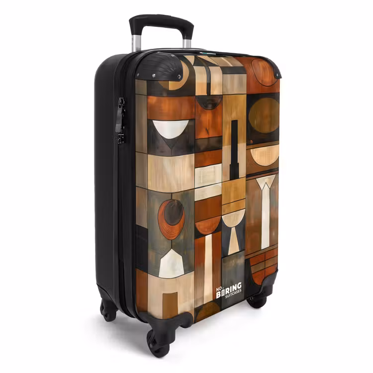 Koffer - Terrakotta – Geometrisch – Mid-Century – Muster - Terracotta - Geometrisch - Mid-Century - Patroon NBS - Handbagage koffer - Volwassenen Unisex middel
