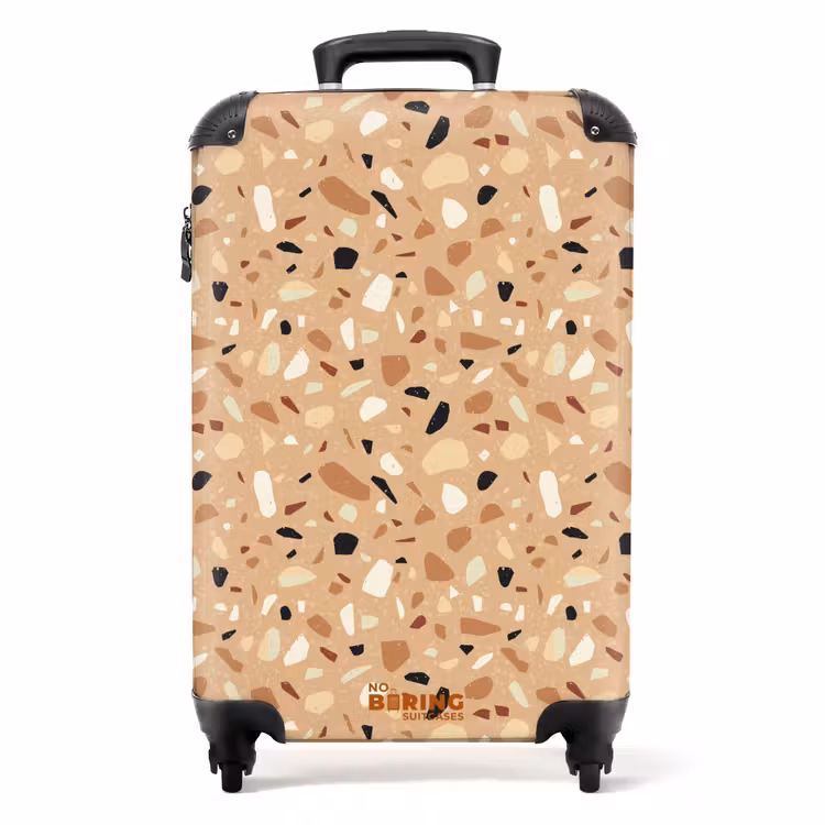 Terrazzo patroon kleurrijk bruin NBS - Handbagage koffer - Volwassenen Unisex middel -productfoto_recht