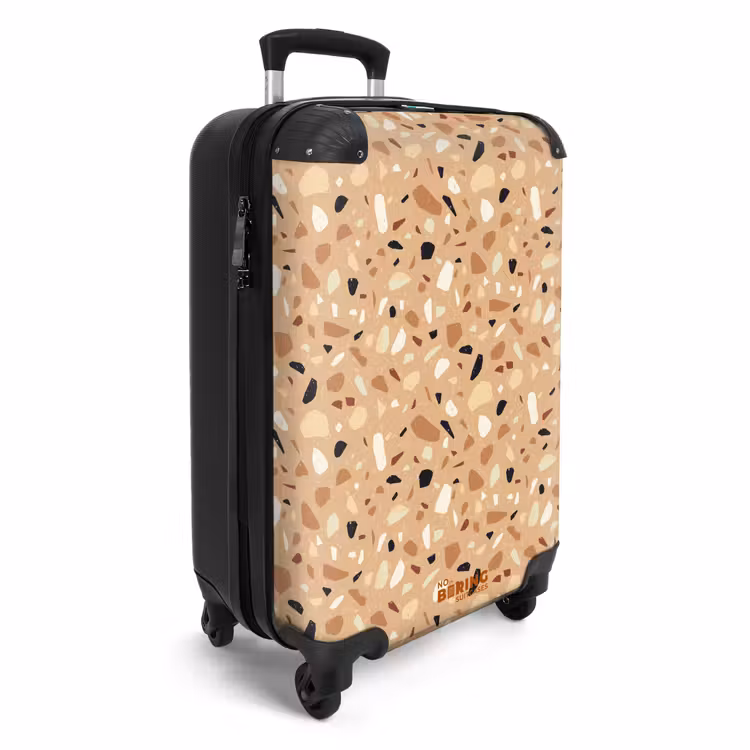 Terrazzo patroon kleurrijk bruin NBS - Handbagage koffer - Volwassenen Unisex middel -productfoto_3d