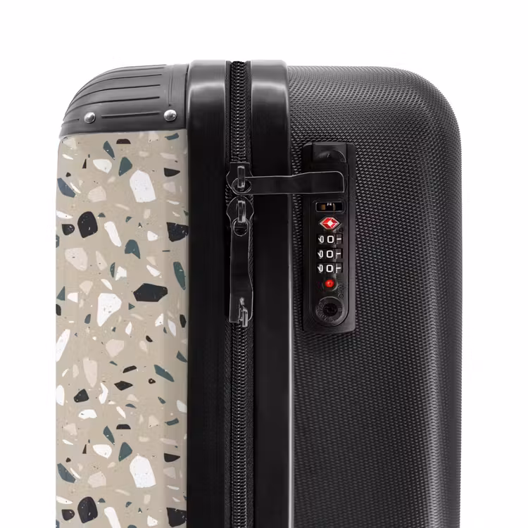 Terrazzo patroon kleurrijk grijs groen NBS - Handbagage koffer - Volwassenen Unisex middel -slot