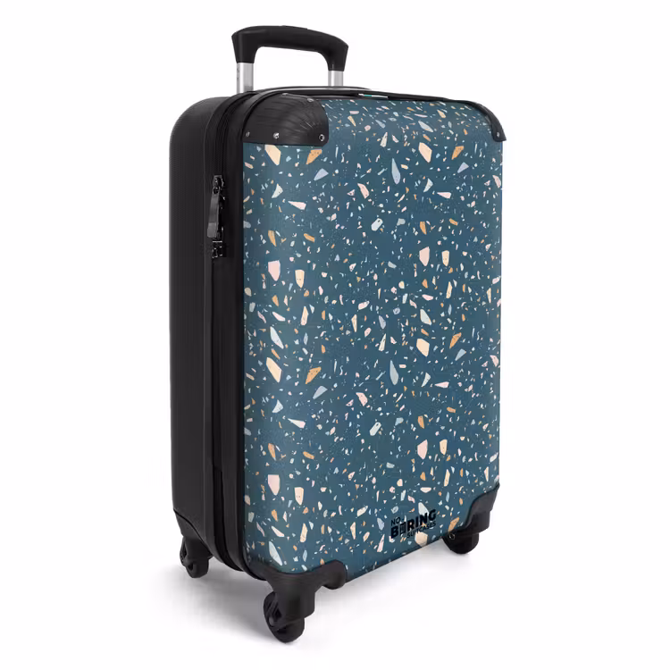 Terrazzo patroon groen met pastel NBS - Handbagage koffer - Volwassenen Unisex middel -productfoto_3d