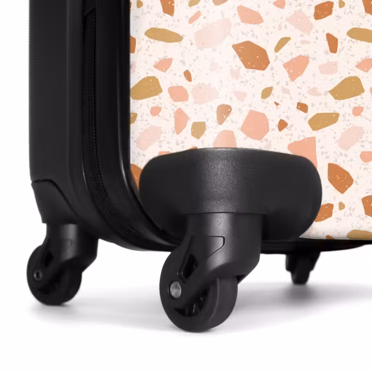 Terrazzo patroon veelkleurig beige roze NBS - Handbagage koffer - Volwassenen Unisex middel -wiel