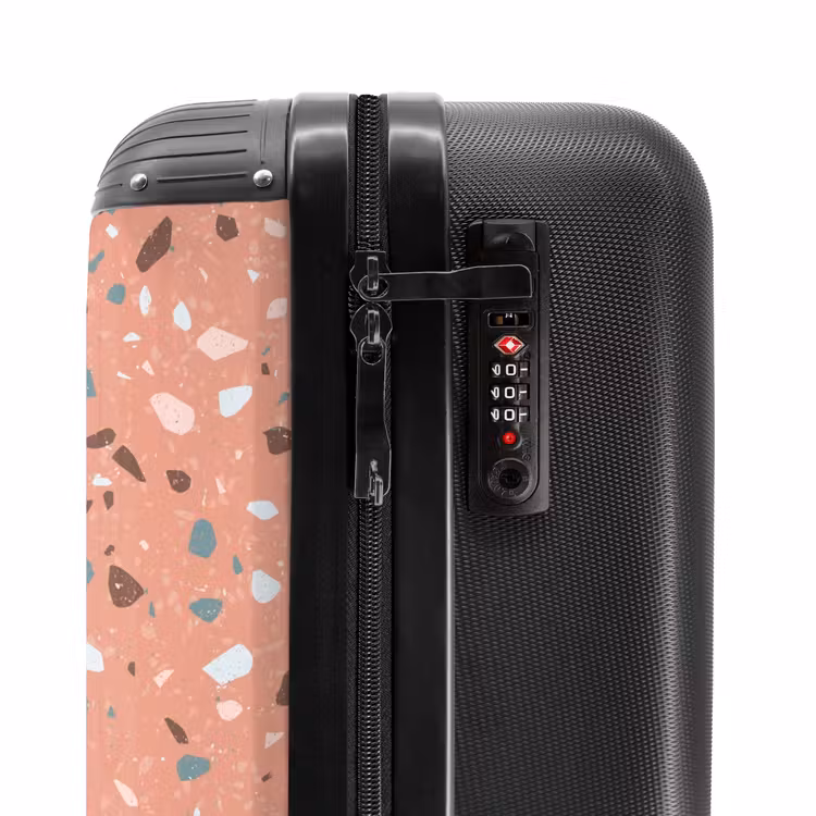 Terrazzo patroon veelkleurig roze NBS - Handbagage koffer - Volwassenen Unisex middel -slot
