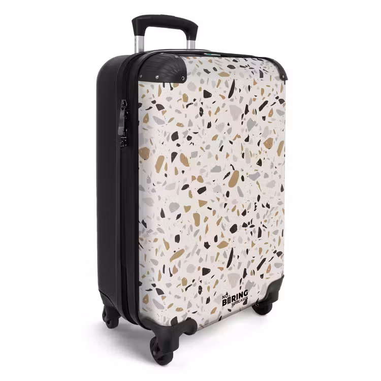 Terrazzo patroon natuurlijk beige NBS - Handbagage koffer - Volwassenen Unisex middel -productfoto_3d