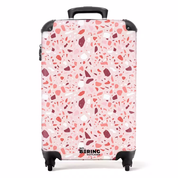 Terrazzo patroon roze NBS - Handbagage koffer - Volwassenen Unisex middel -productfoto_recht