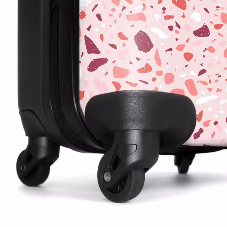 Terrazzo patroon roze NBS - Handbagage koffer - Volwassenen Unisex middel -wiel