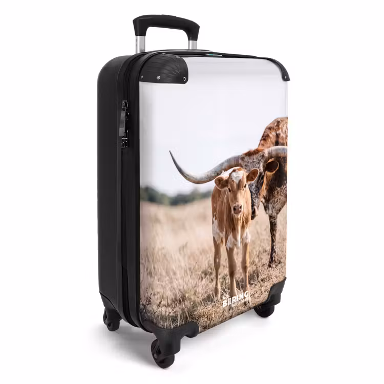 Koffer - Texas Longhorn – Kalb – Weide – Tiere - Texas Longhorn - Kalf - Weide - Dieren NBS - Handbagage koffer - Volwassenen Unisex middel