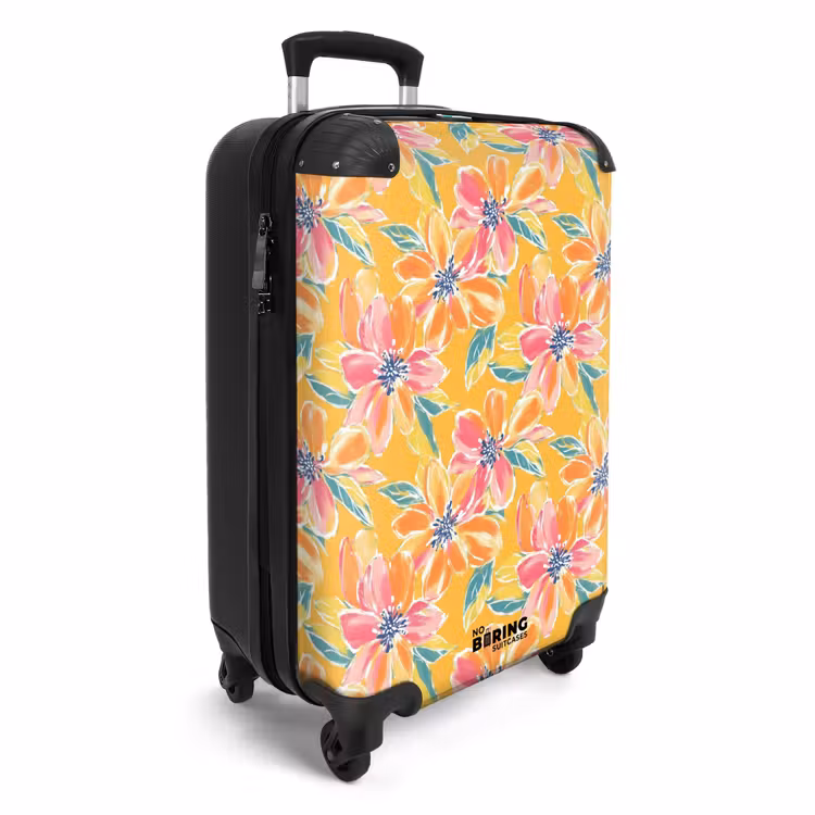 Koffer - Textur – Blumen – Farbenfroh - Textuur - Bloemen - Kleurrijk NBS - Handbagage koffer - Vrouwen middel