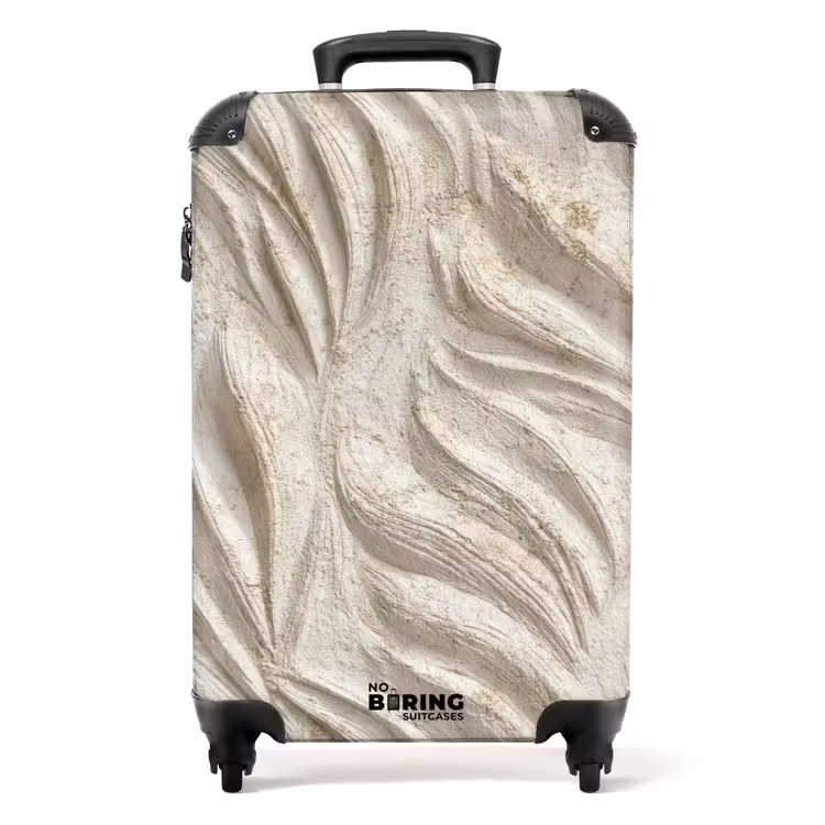 Textuur - Reliëf - Beige NBS - Handbagage koffer - Volwassenen Unisex middel -productfoto_recht