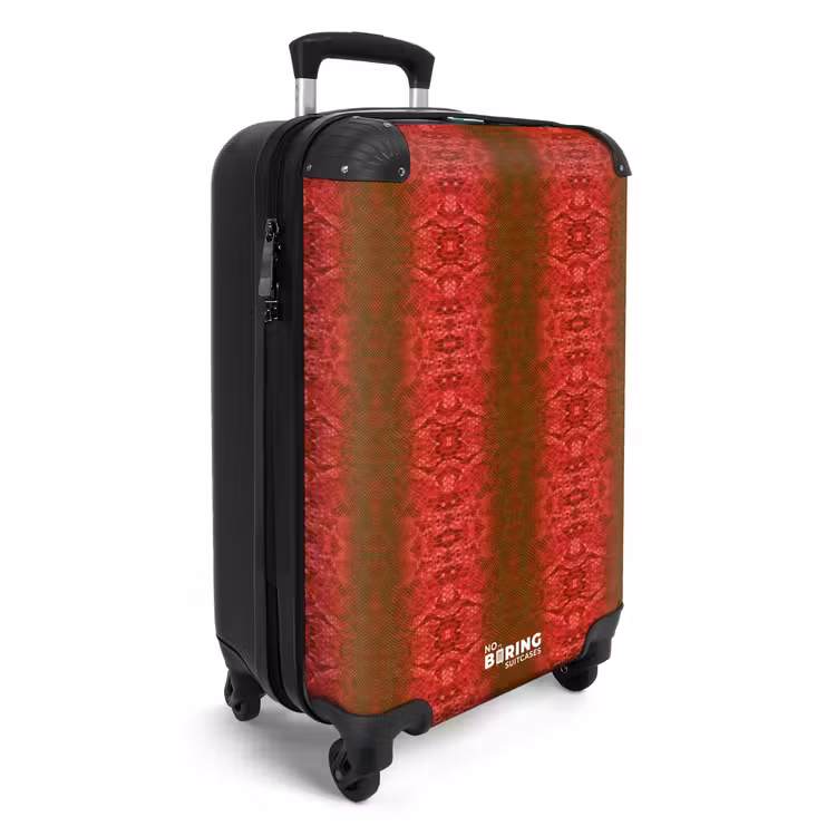 Dieprood slangenhuid met symmetrische schubstructuur NBS - Handbagage koffer - Volwassenen Unisex middel -productfoto_3d
