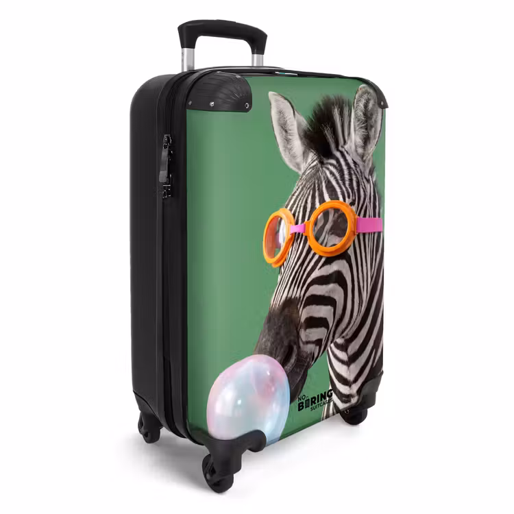 Koffer - Tier – Brille – Glocke – Modern – Grün - Dier - Bril - Bel - Modern - Groen NBS - Handbagage koffer - Volwassenen Unisex middel